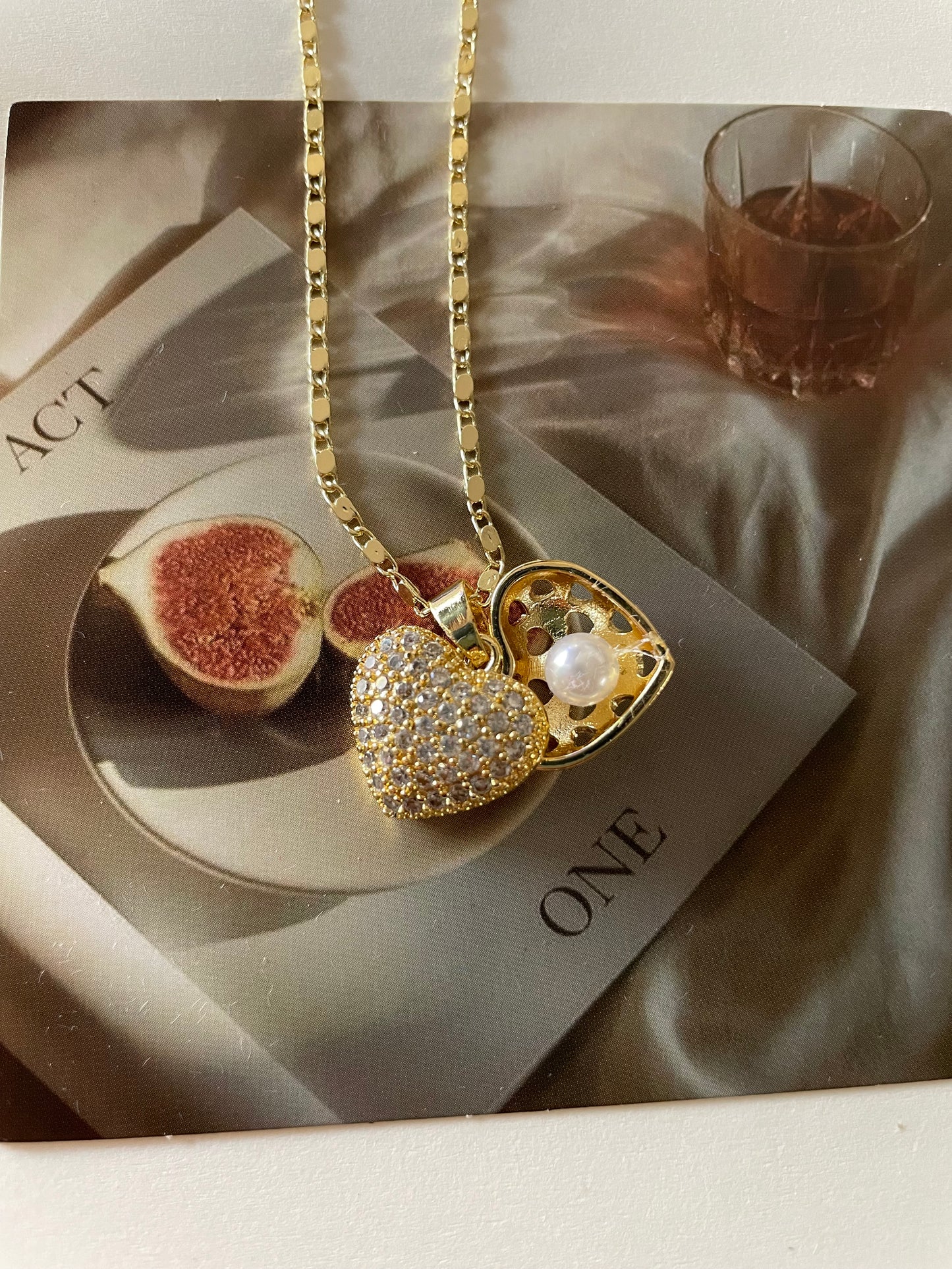 Collar corazón con perla